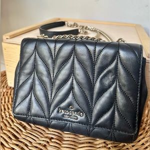 KATE SPADE | Black Leather Briar Lane Quilted Emelyn Chain Shoulder Bag